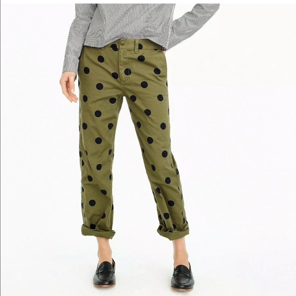 J.Crew Polka Dot Chino Pants - Green & Navy sz 12